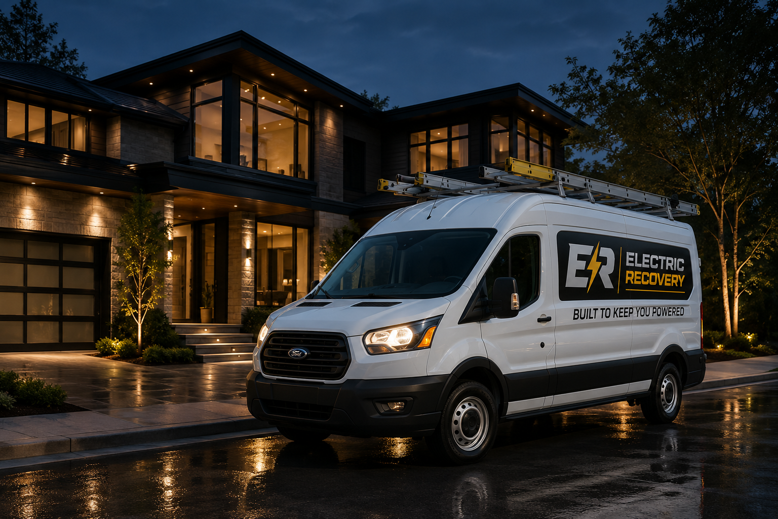 White Electric Recovery service van